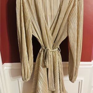 Elegant Metallic Wrap Dress